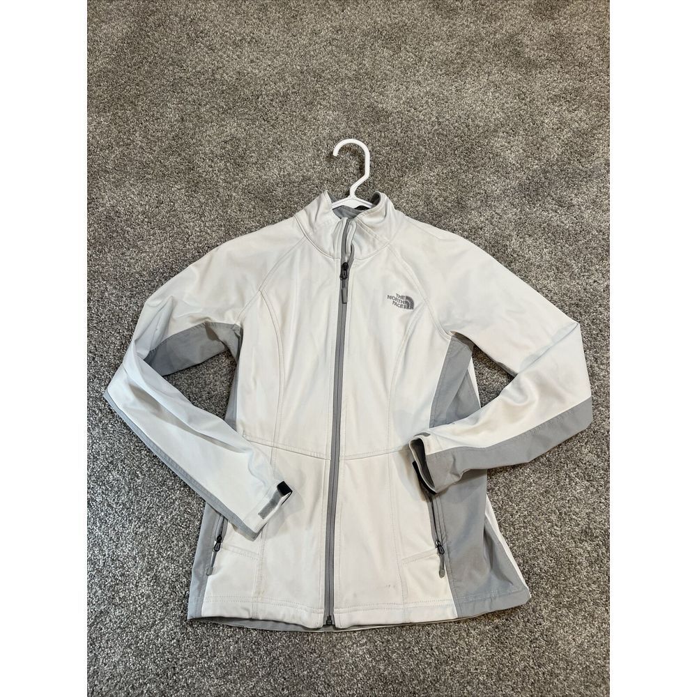 The North Face Womens Wind Stopper Jacket Full Zip Long Sleeve Pocket White SZ S